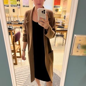 J. Crew Brown Long Open Knit Sweater Blazer